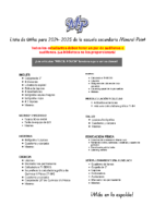 2024-25 High School Supply List Spanish