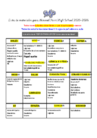 2025-26 High School Supply List (Spanish)