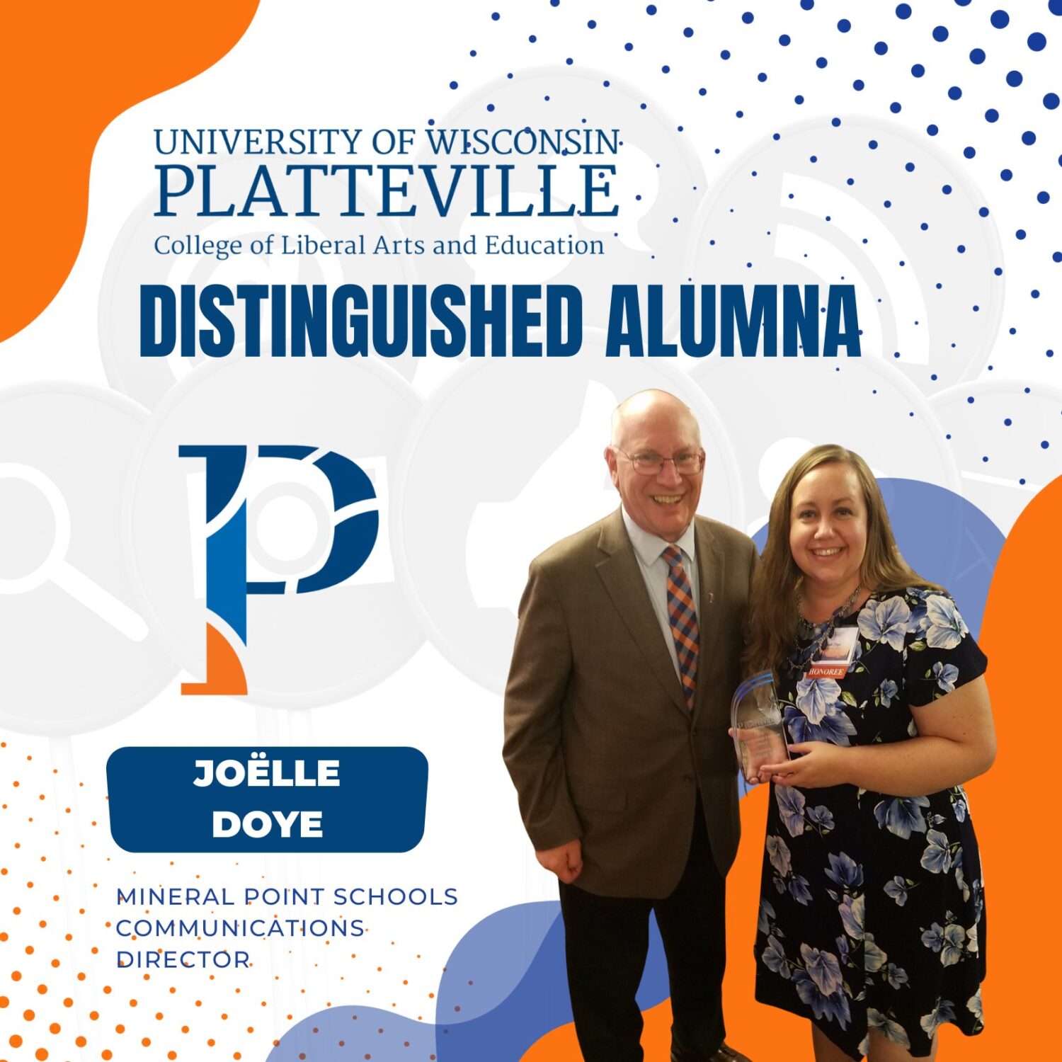Mineral Point School District Doye is UWPlatteville Distinguished Alumni