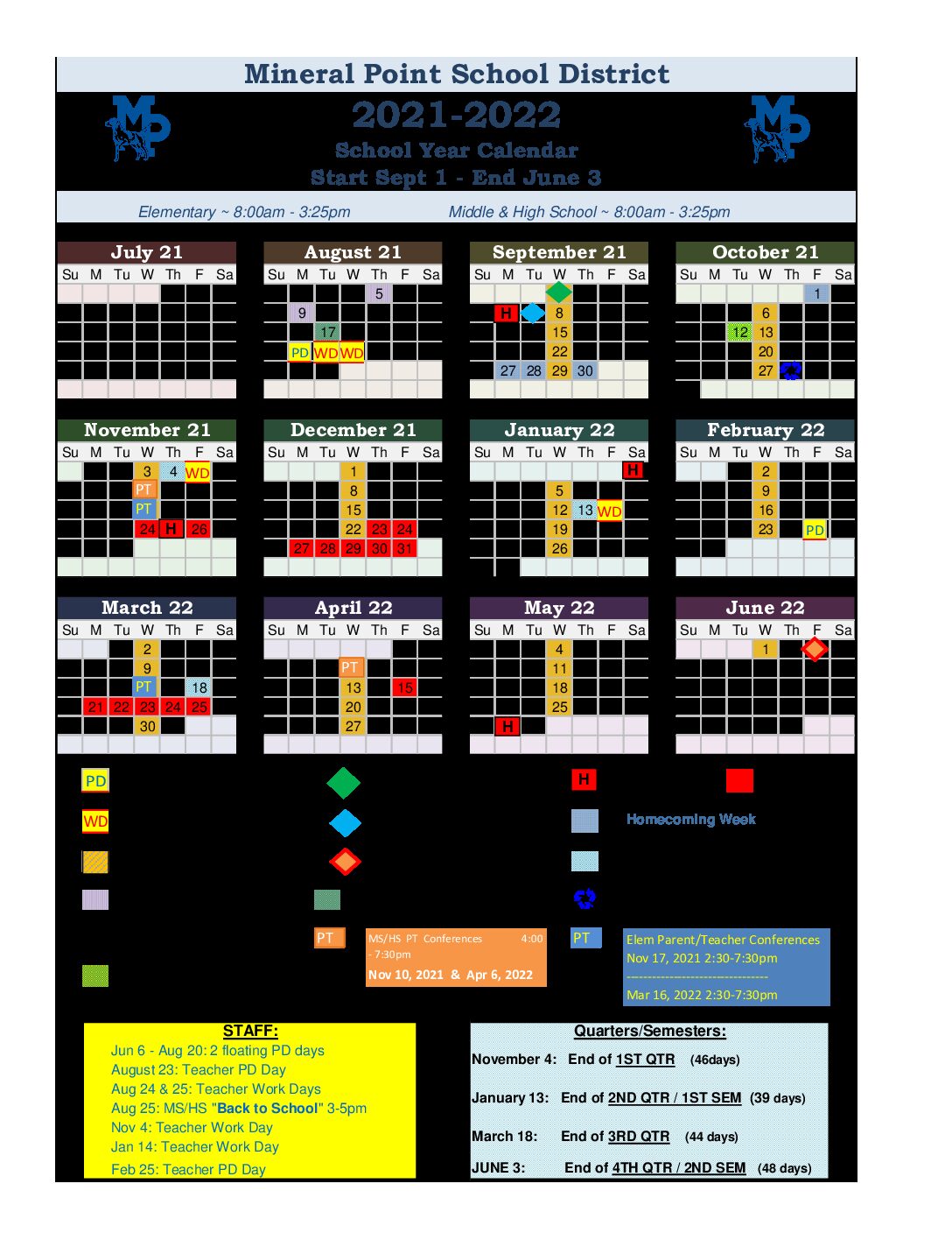 MPSD Calendar 21-22 - Mineral Point School District