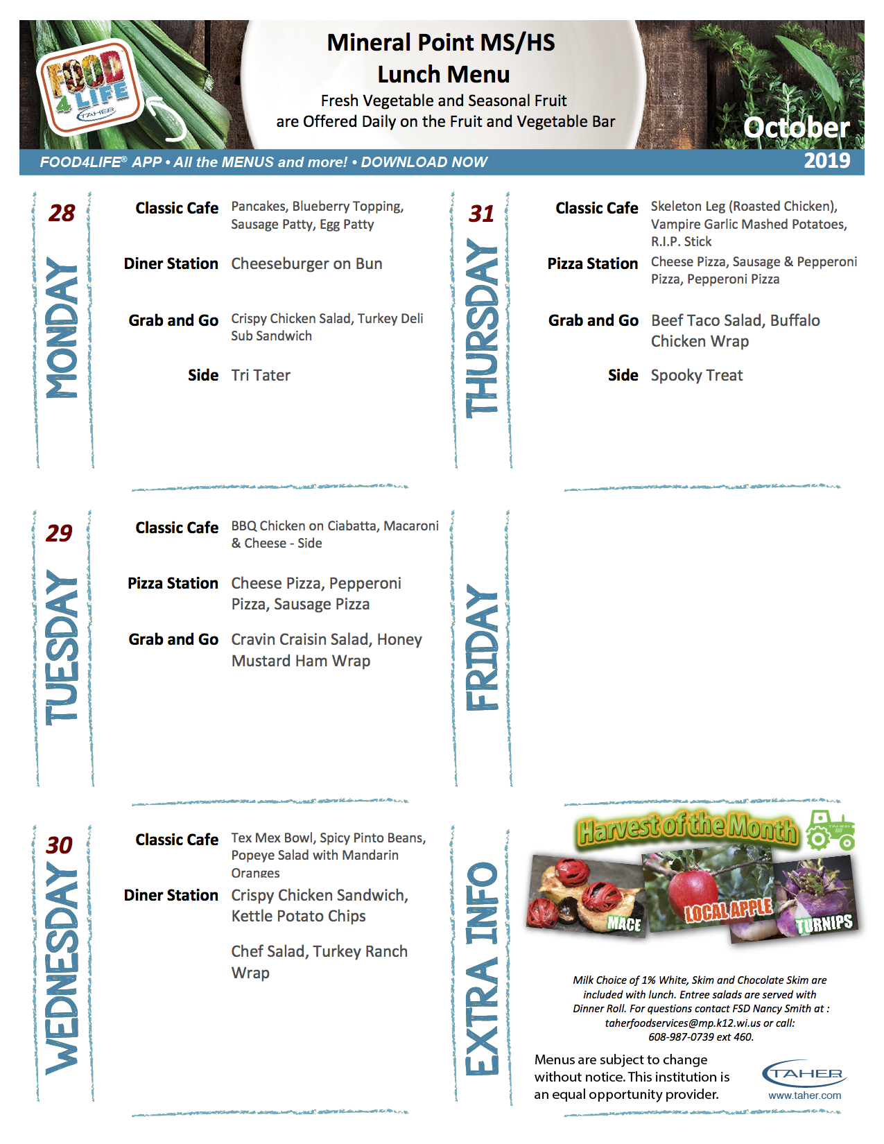 Lunch Menus Mineral Point School District